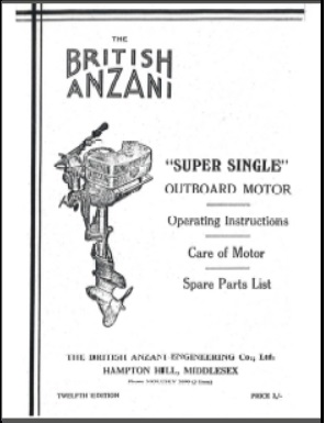 British Anzani Super Single 4hp Outboard Owners Operation + Parts List