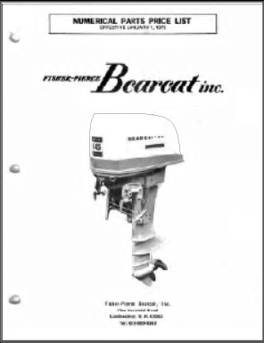 1972 Bearcat 55 Numerical Parts Price List