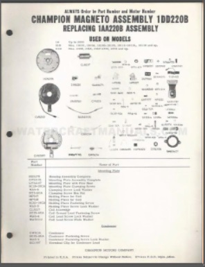 Champion Eisemann Magneto Parts List