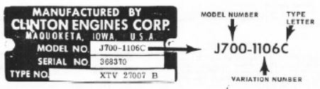 Clinton Outboard Identification Plate