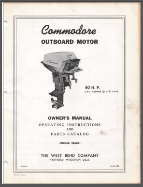 Model 403201 Commodore 40hp Outboard Owner/Parts Manual