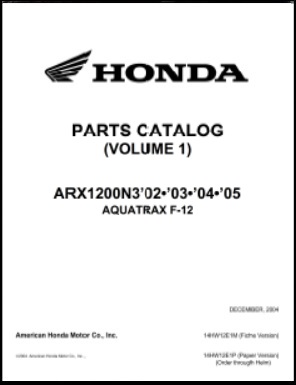2002 thru 2005 Honda Aquatrax Parts Catalog F-12