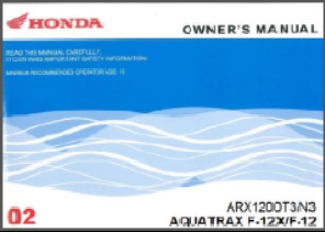 2002 Honda Aquatrax Owners Manual F-12 F-12X