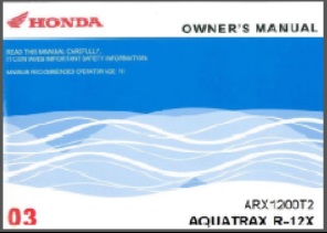 2003 Honda Aquatrax Owners Manual R-12X