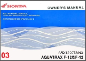 2003 Honda Aquatrax Owners Manual F-12 F-12X