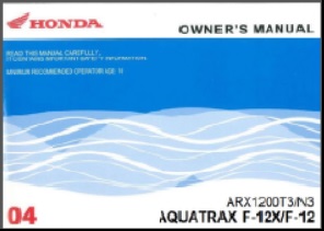 2004 Honda Aquatrax Owners Manual F-12 F-12X