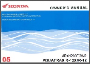 2005 Honda Aquatrax Owners Manual R-12 R-12X