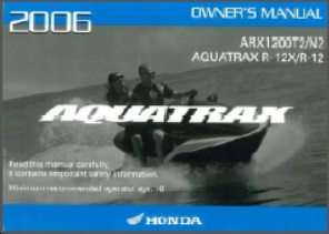2006 Honda Aquatrax Owners Manual R-12 R-12X