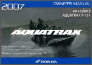 2007 Honda Aquatrax Owners Manual R-12 R-12X