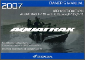 2007 Honda Aquatrax Owners Manual F-12 F-12X GPSCAPE