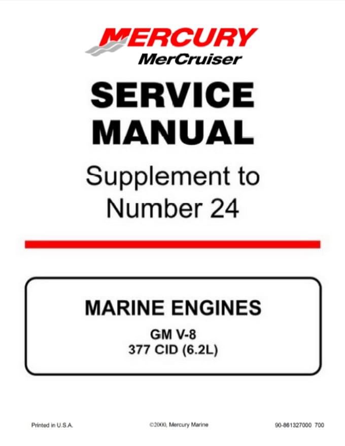 Mercury MerCruiser Manual Supplement #24s 90-861327000